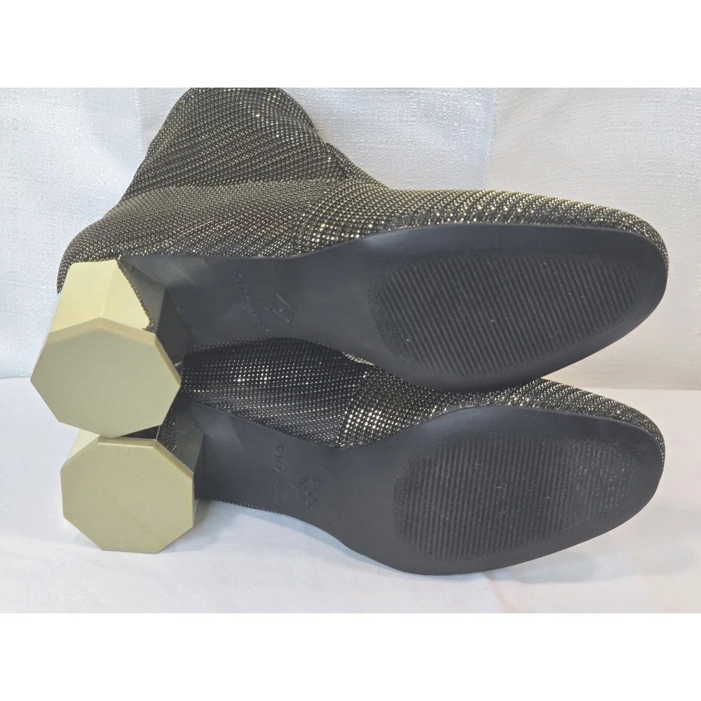 Katy Perry Block Heeled Ankle Boots The Daina Metallic Black SIZE‎ US 5 EU 35.5